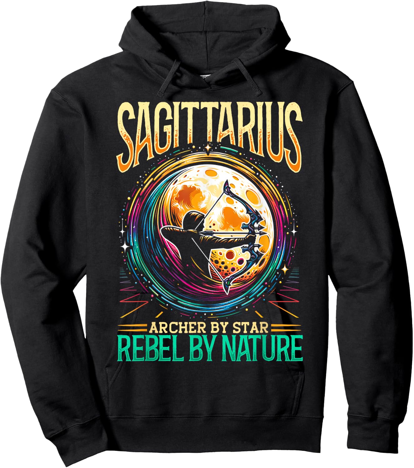 Sagittarius Zodiac Sign Moon Astrology Star Sign Hoodie - Hoodie | Black