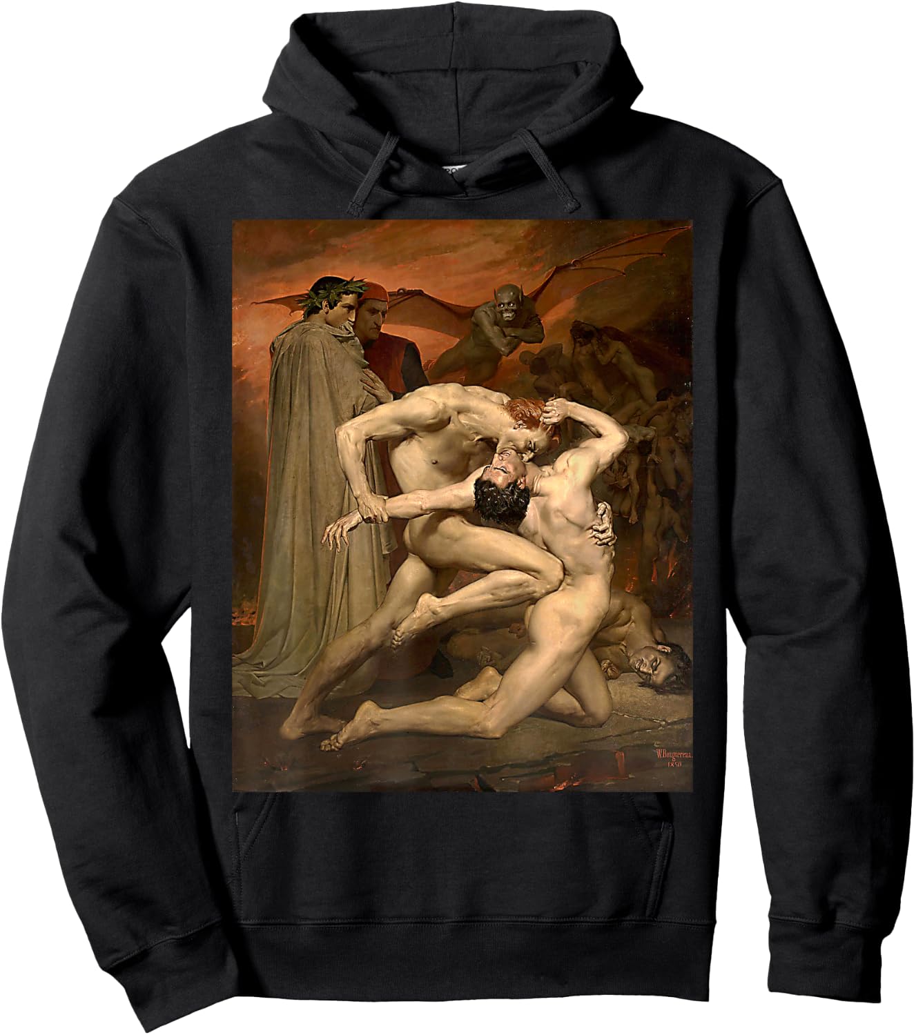 Urban Empyre Dante and Virgil in Hell Painting by William Bouguereau 1850 , Small, Black Hoodie - Hoodie | Black