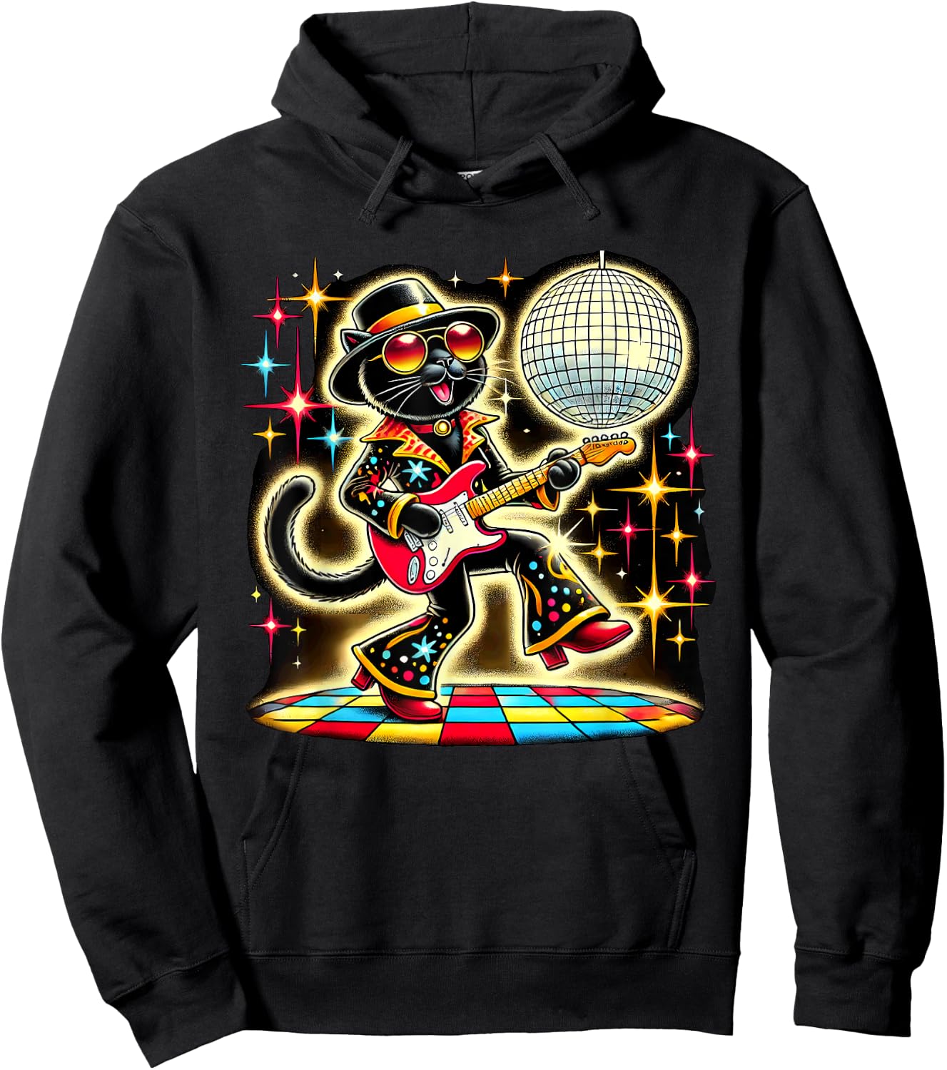 Aesthetic Black Cat Disco Men Women Kids Hoodie - Hoodie | Black