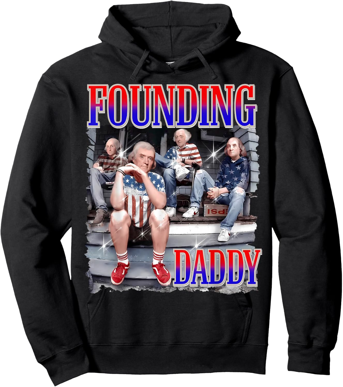4th of July Shirt Founding Daddy George Washington 1776 Hoodie - Hoodie | Black