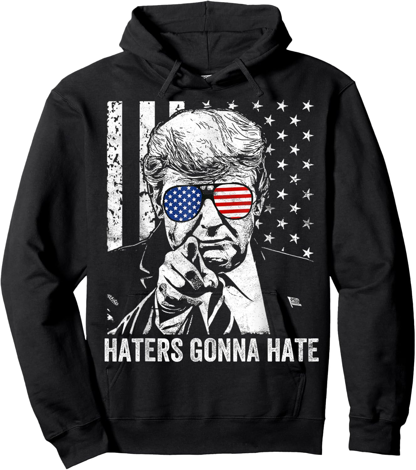 Amazing Patriot -Adults Funny Haters Gonna Hate President Donald Trump Middle Finger - Black, Small Hoodie - Hoodie | Black