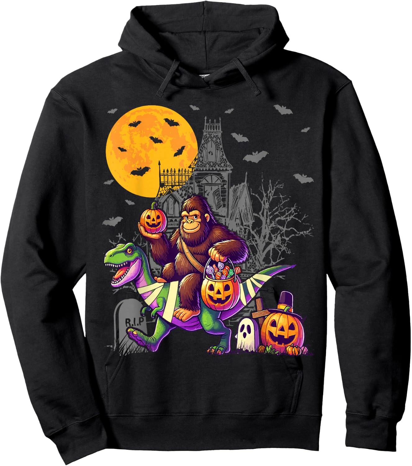 Bigfoot Dinosaur Halloween Costume T Rex Boys Kids Hoodie - Hoodie | Black