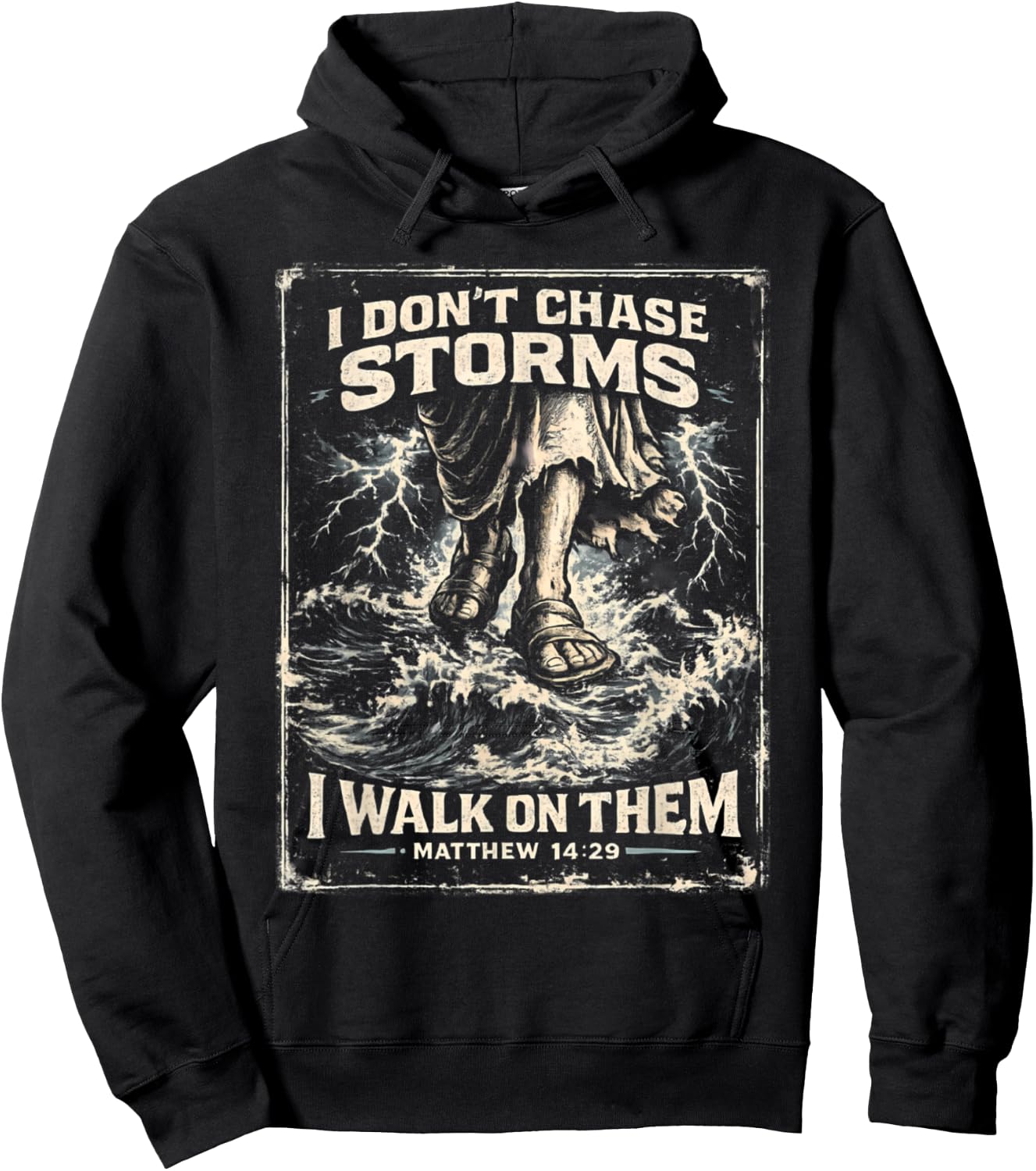 Jesus Walking on Water Matthew 14:29 Funny Christian Hoodie - Hoodie | Black