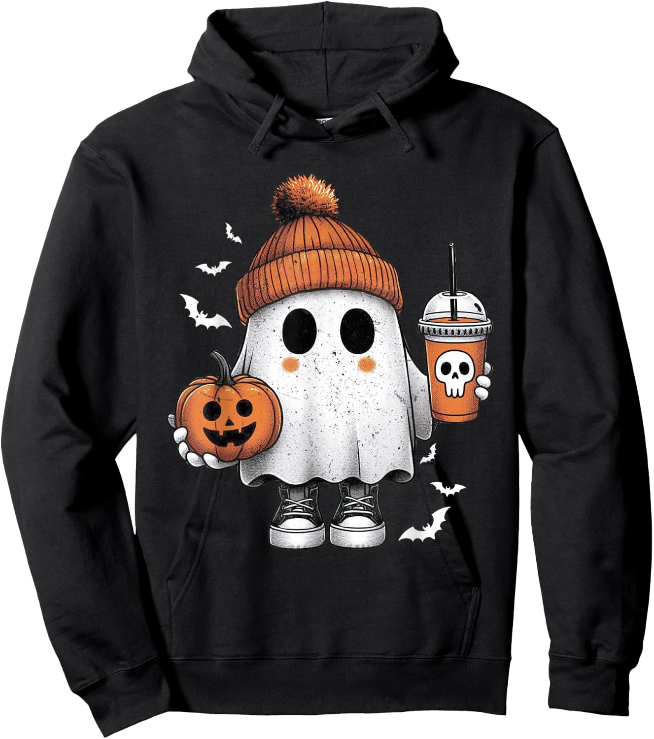 Cute Halloween Ghost Drink Pumpkin Halloween Hoodie - Hoodie | Black