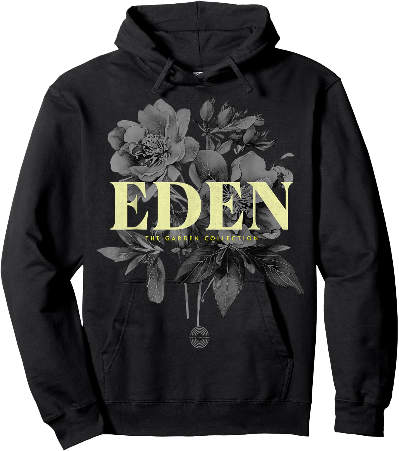 The Garden Of Eden, The Biblical Garden Collection, Floral Hoodie - Hoodie | Black
