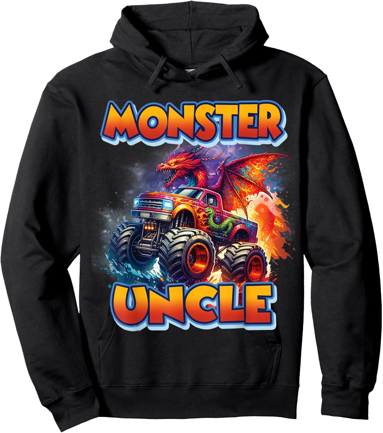 Monster Uncle Birthday Boy Monster Truck Car Family Matching Hoodie - Hoodie | Black