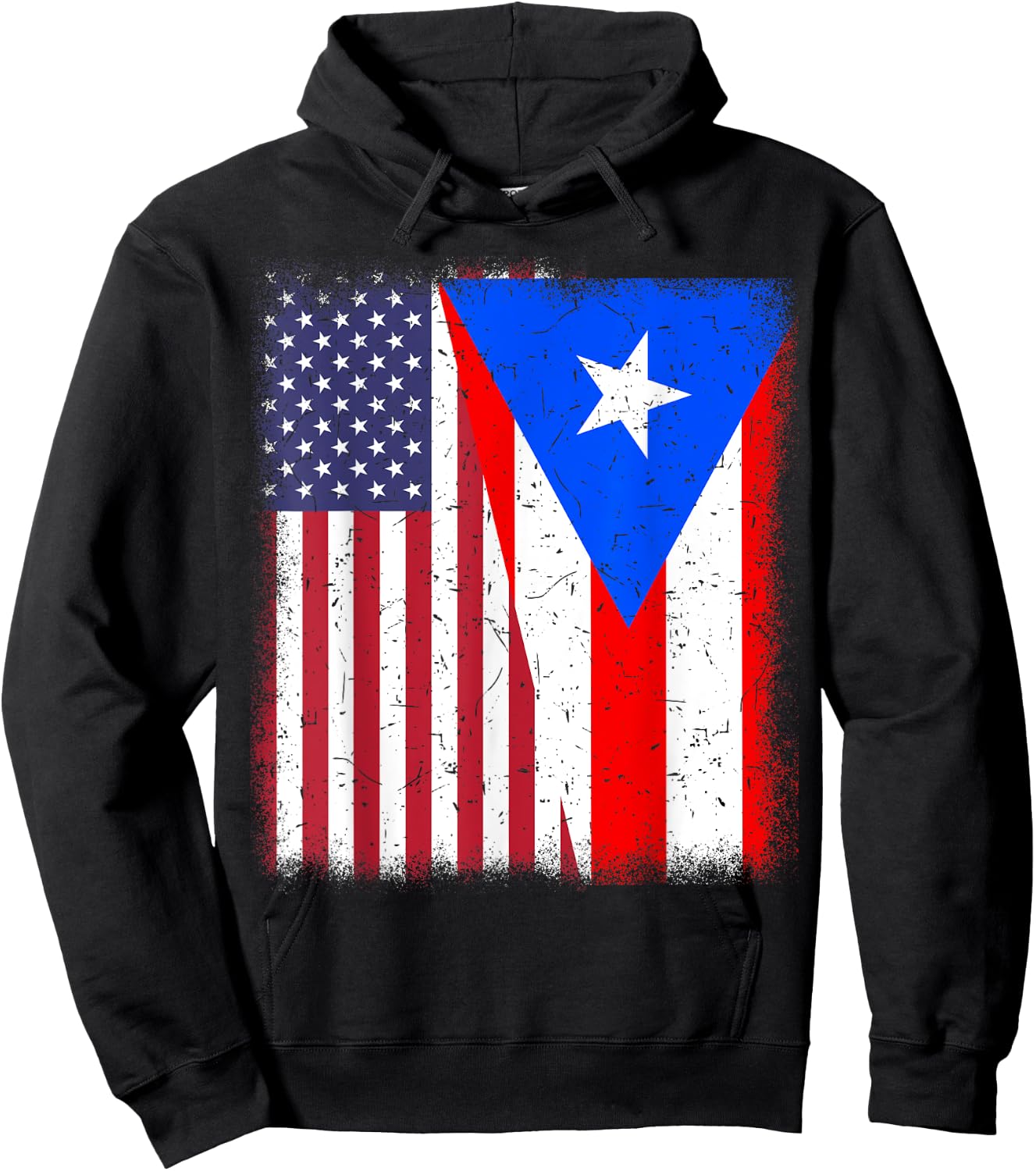 Puerto Rico American Flag 4th July Hispanic Heritage Rican Hoodie - Hoodie | Black