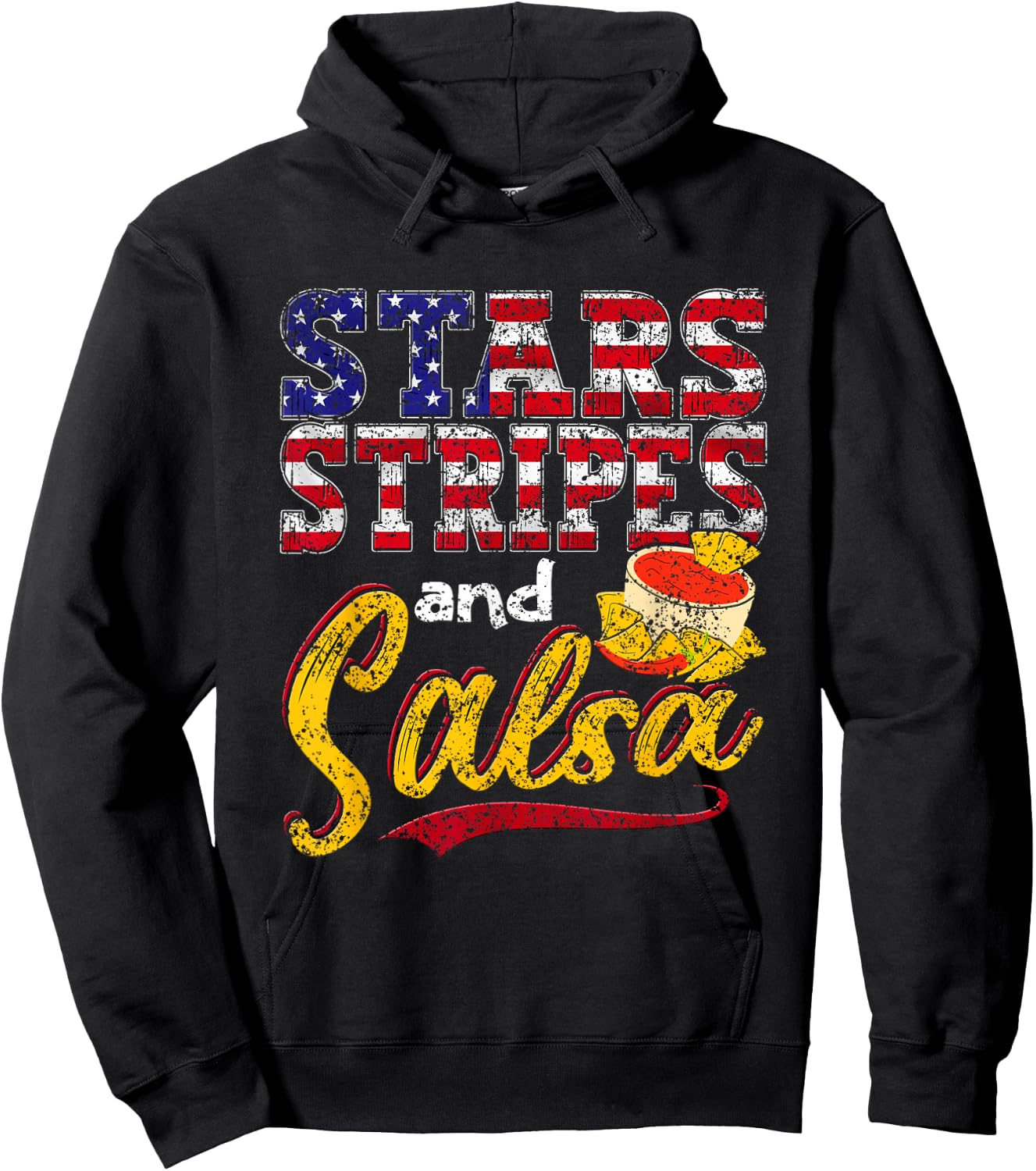 Stars Stripes And Salsa Mexico Usa Us Mexican American Hoodie - Hoodie | Black