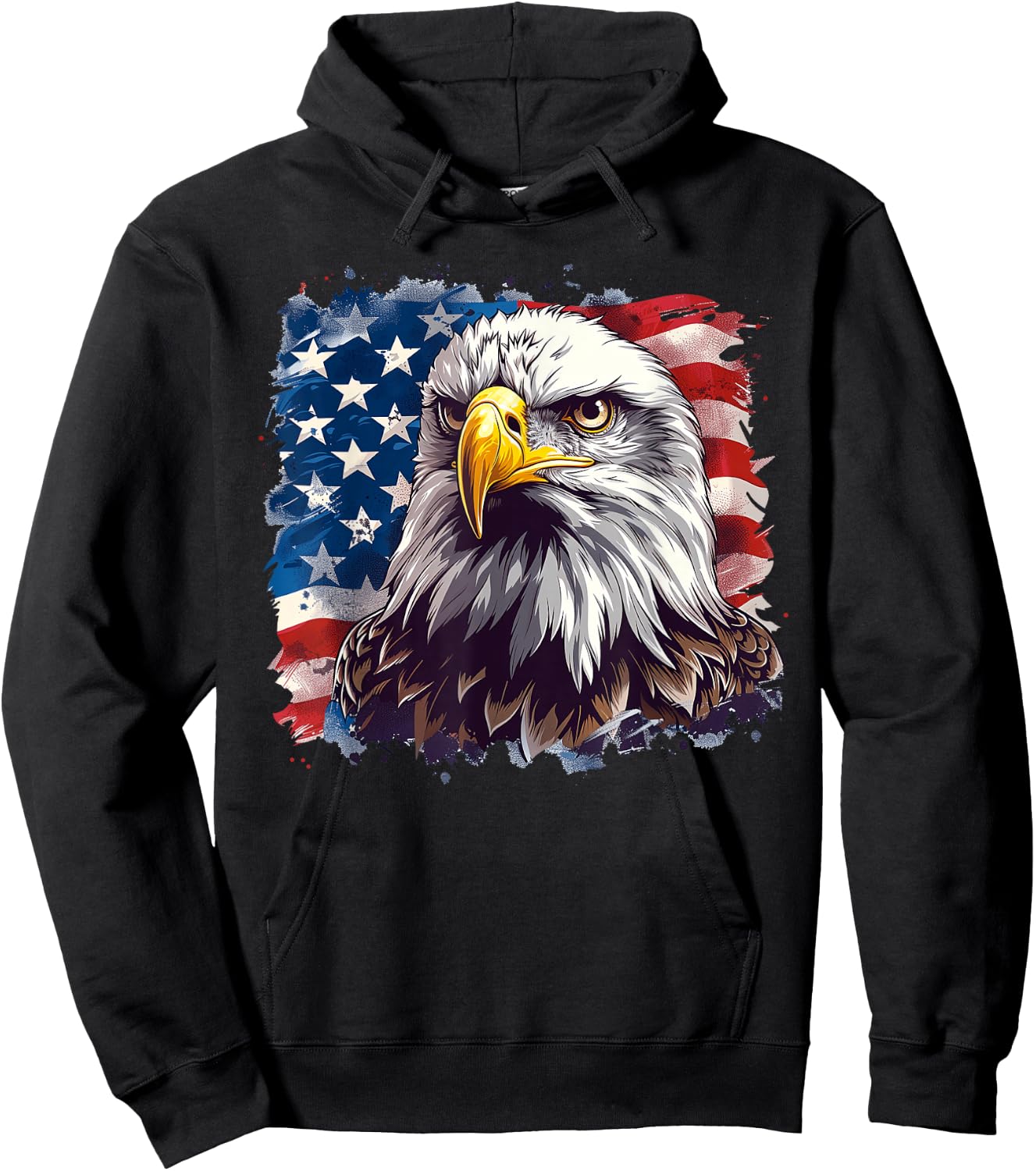 Funny 4th Of July Eagle Patriotic USA Flag Men Women Kids Hoodie - Hoodie | Black