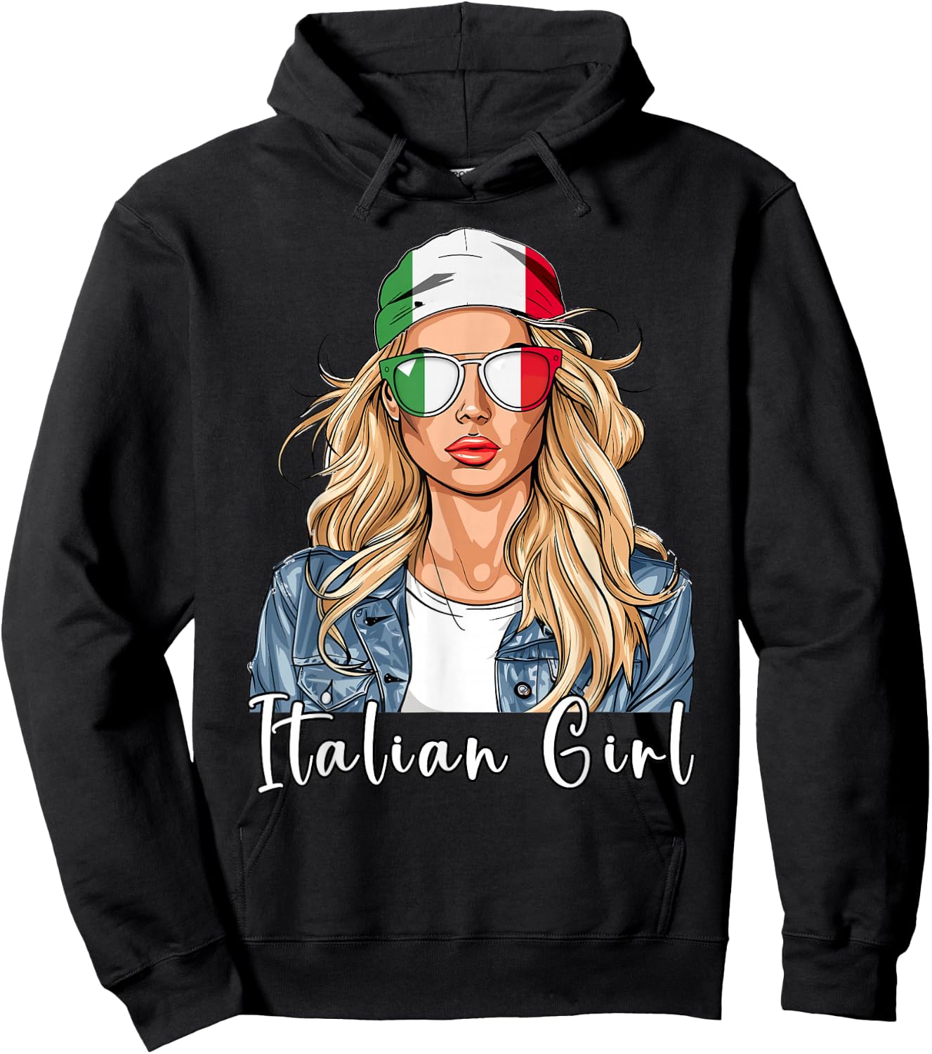 Italian Flag Souvenirs Woman Girl Products Italy Hoodie - Hoodie | Black