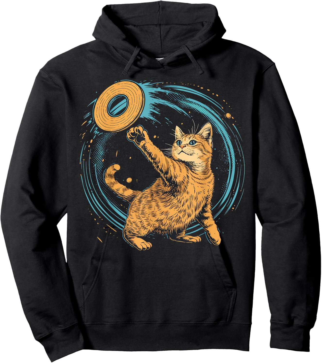 Disc Golfer Cat on Disc Golf Women Kids Hoodie - Hoodie | Black