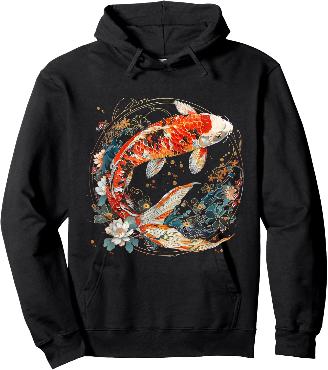 Koi Fish Lotus Japanese Pond Lover Japanese Koi Carp Fish Hoodie - Hoodie | Black