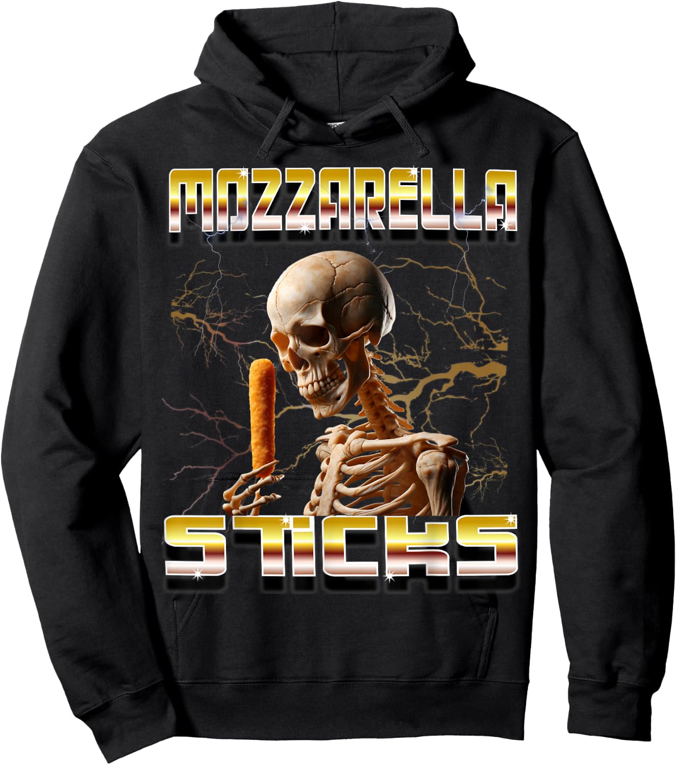 Mozzarella Sticks Bootleg Rap CDs Style Funny Meme Skeleton Hoodie - Hoodie | Black