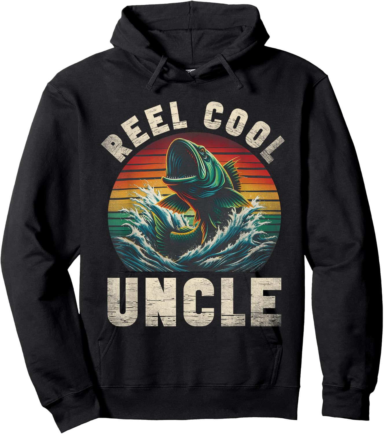 Reel Cool Uncle Fishing Uncle Father's Day Fisherman Fish Hoodie - Hoodie | Black