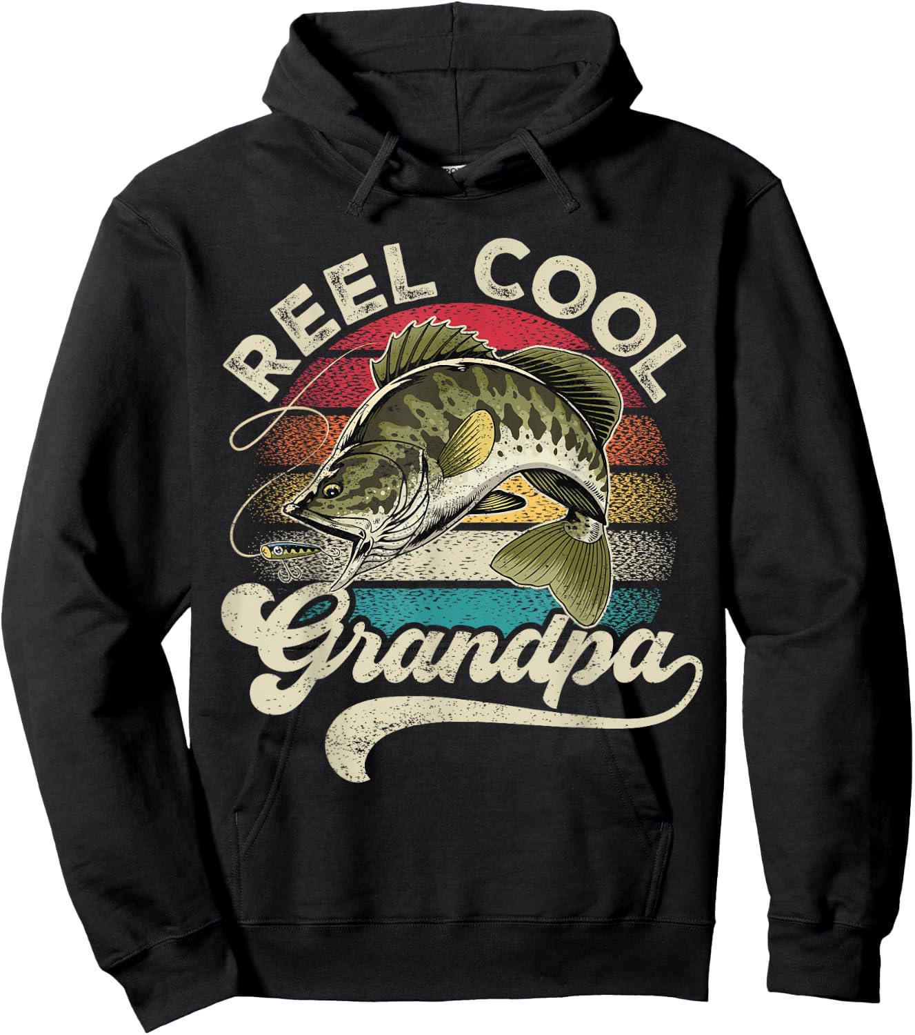 Reel Cool Grandpa Fishing Vintage Retro Father's Day Men Dad Hoodie - Hoodie | Black