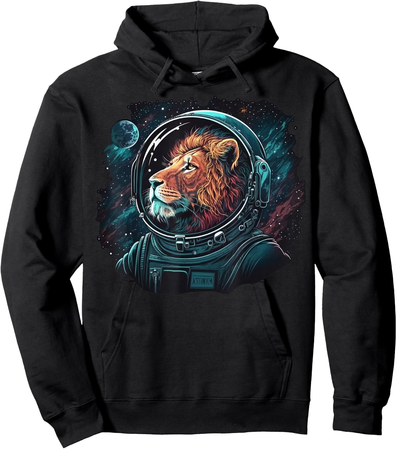Outer Space Lion on Galaxy Astronaut Lion Hoodie - Hoodie | Black