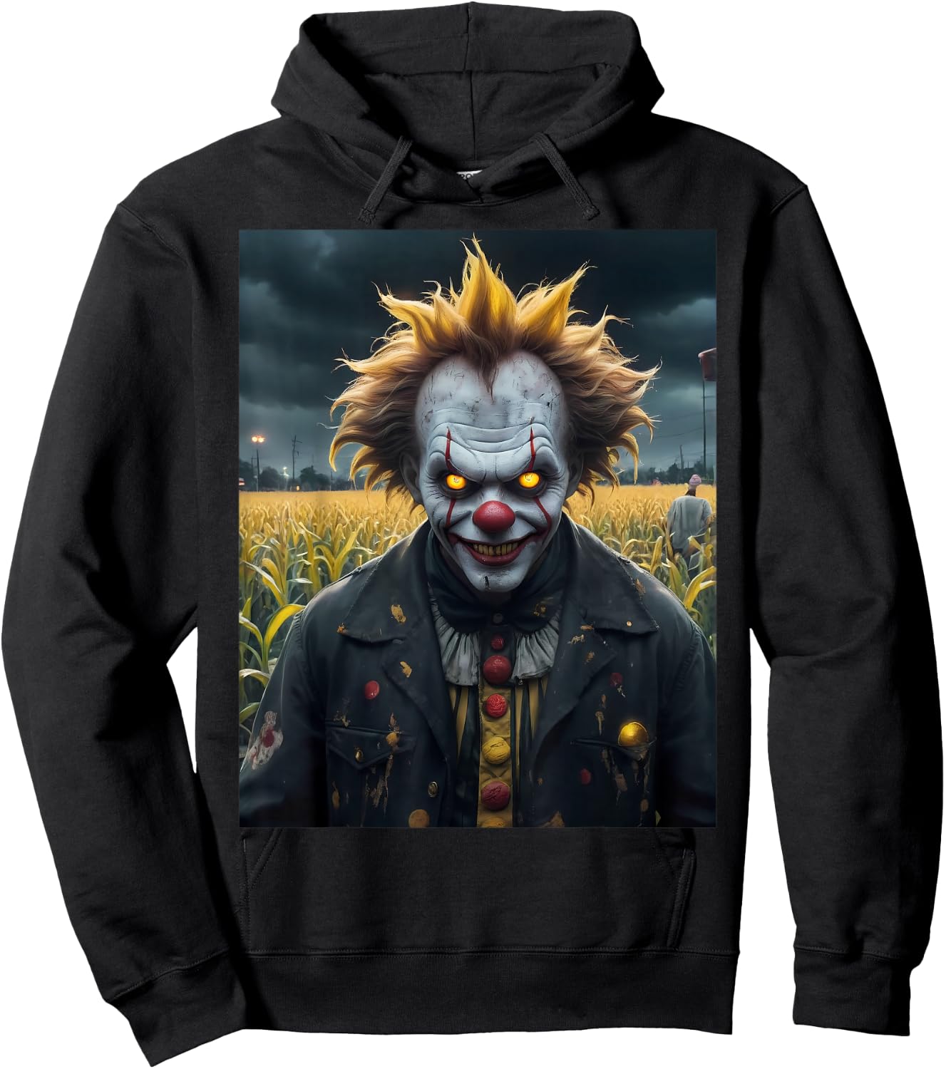 Evil Clown a Corn Field Monster Dark Horror Scary Spooky Hoodie - Hoodie | Black