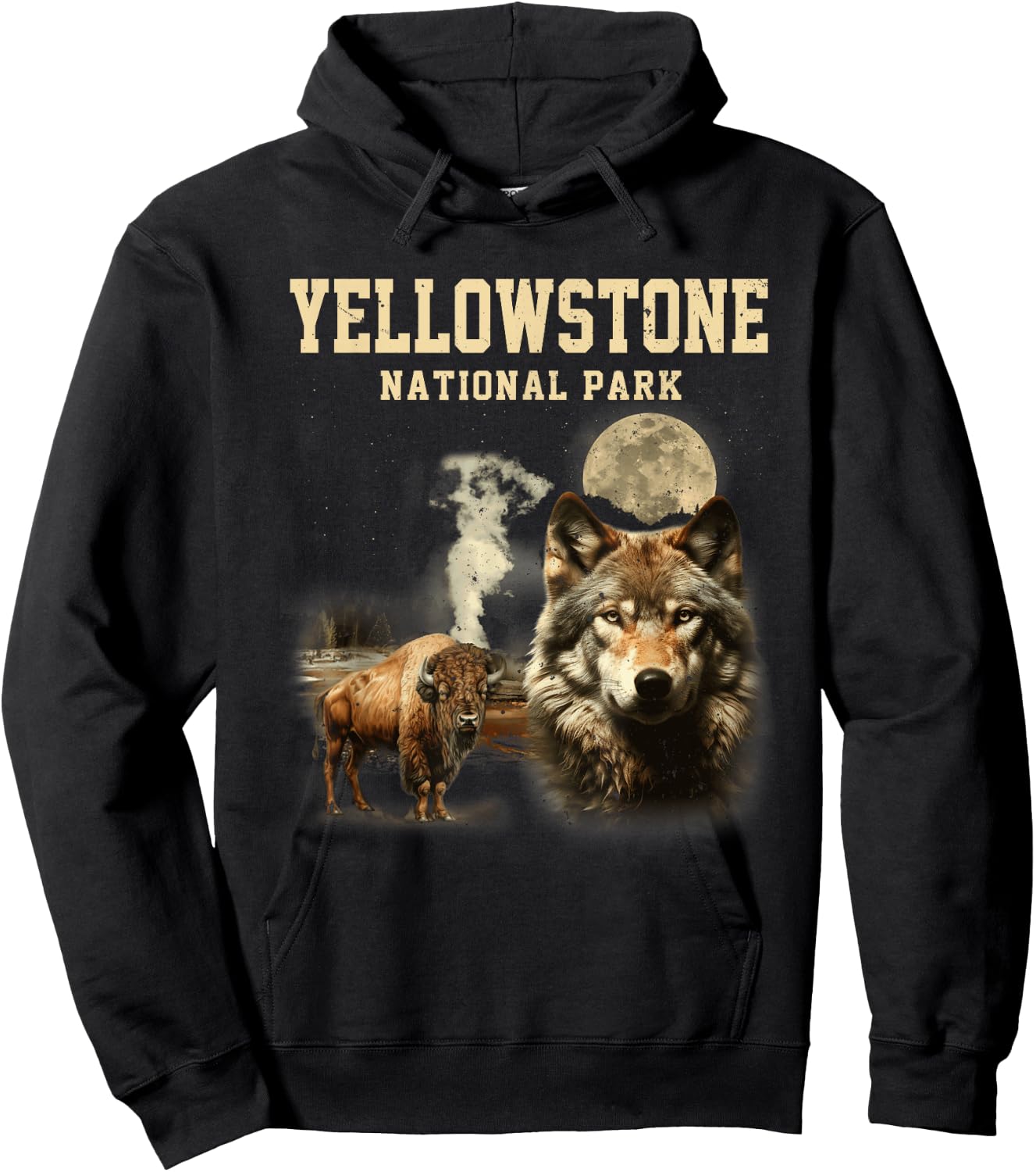 Yellowstone National Park Old Faithful Wildlife Adventure Hoodie - Hoodie | Black