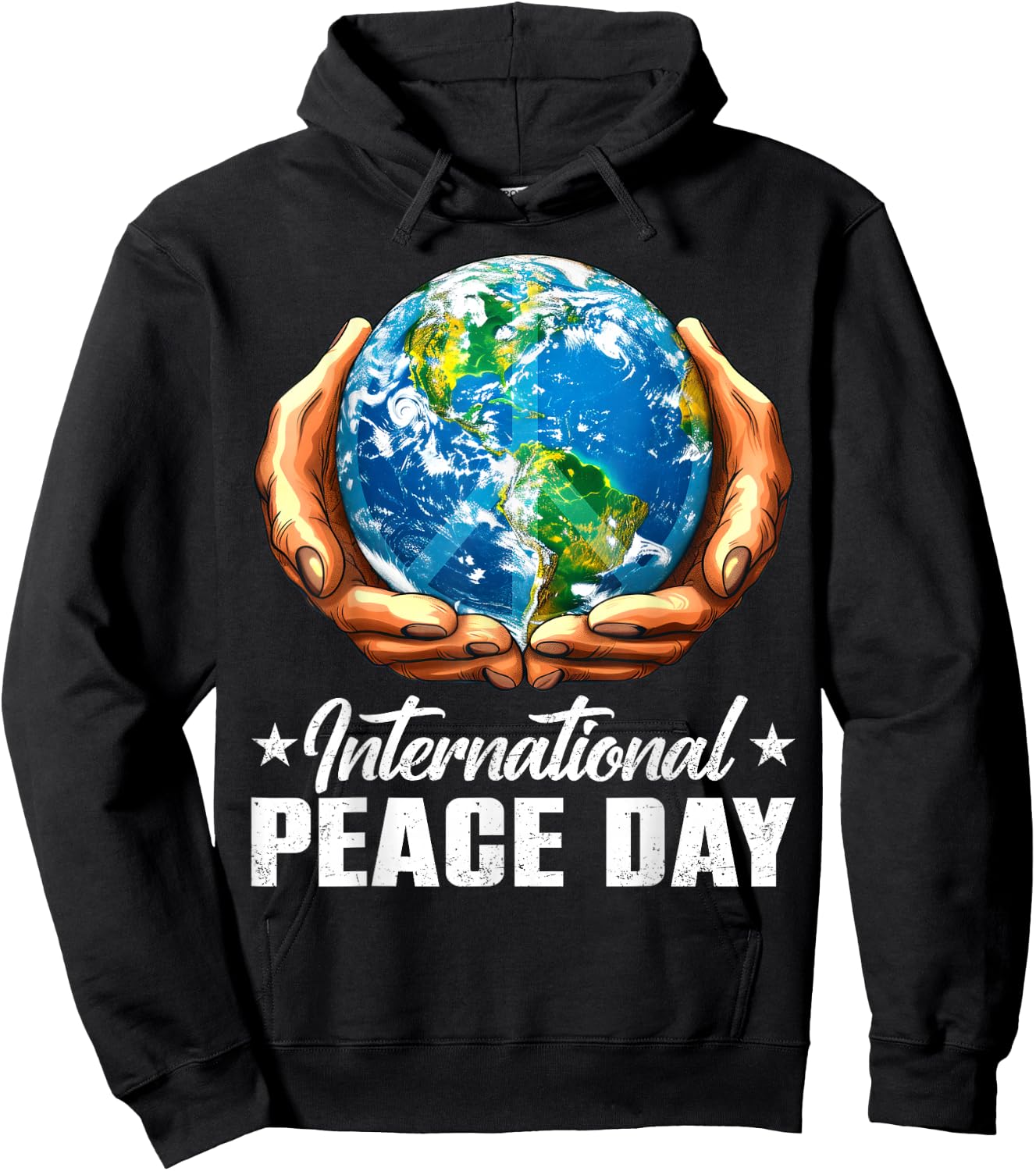 International Day Of Peace Hands Hold Earth World Peace Day Hoodie - Hoodie | Black