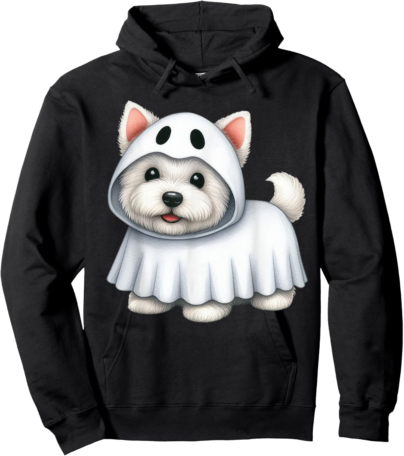 Westie Dog Halloween Costume Ghost West Highland Terrier Men Women Kids Hoodie - Hoodie | Black