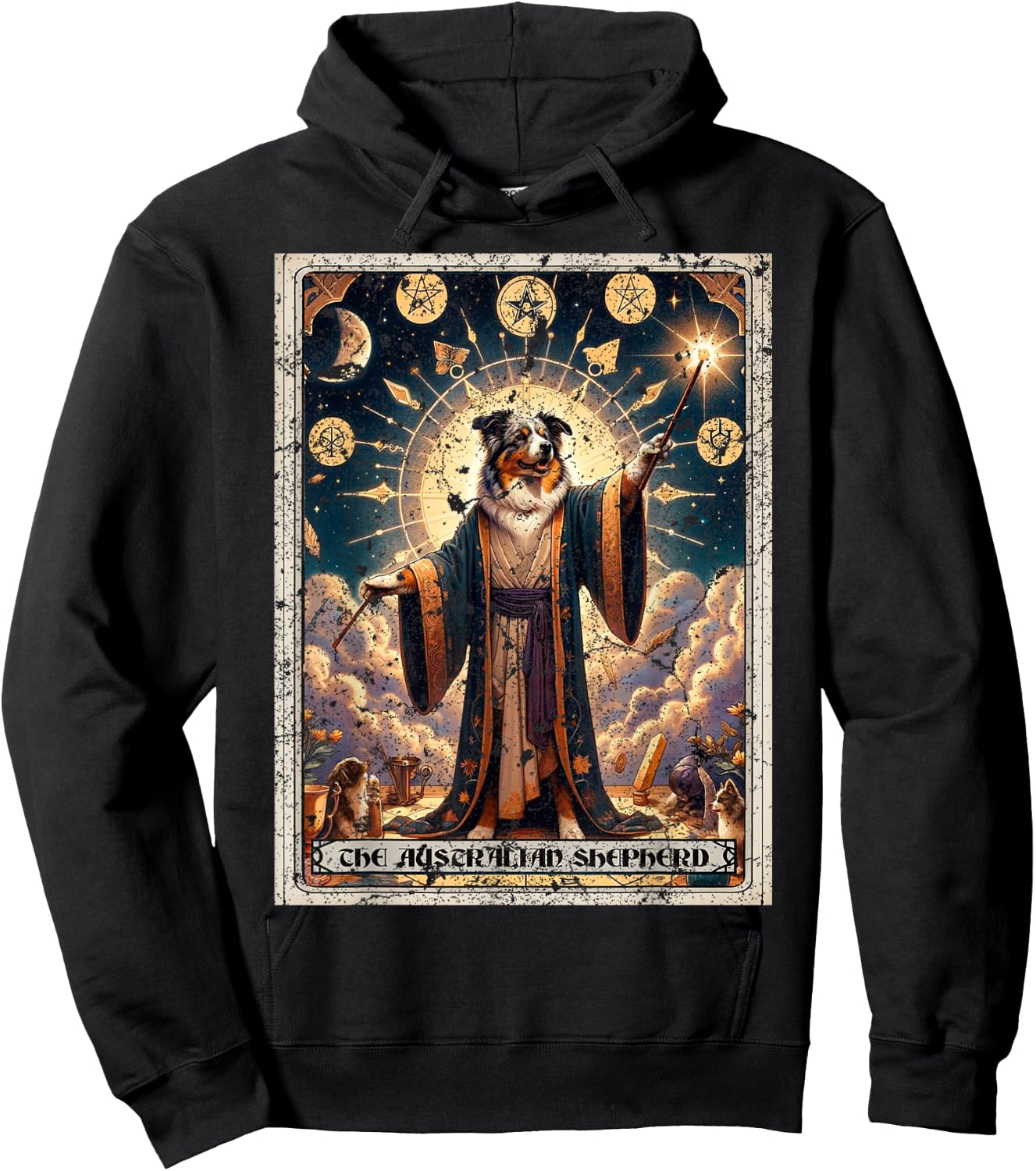 Australian Shepherd Tarot Card Dog Hoodie - Hoodie | Black