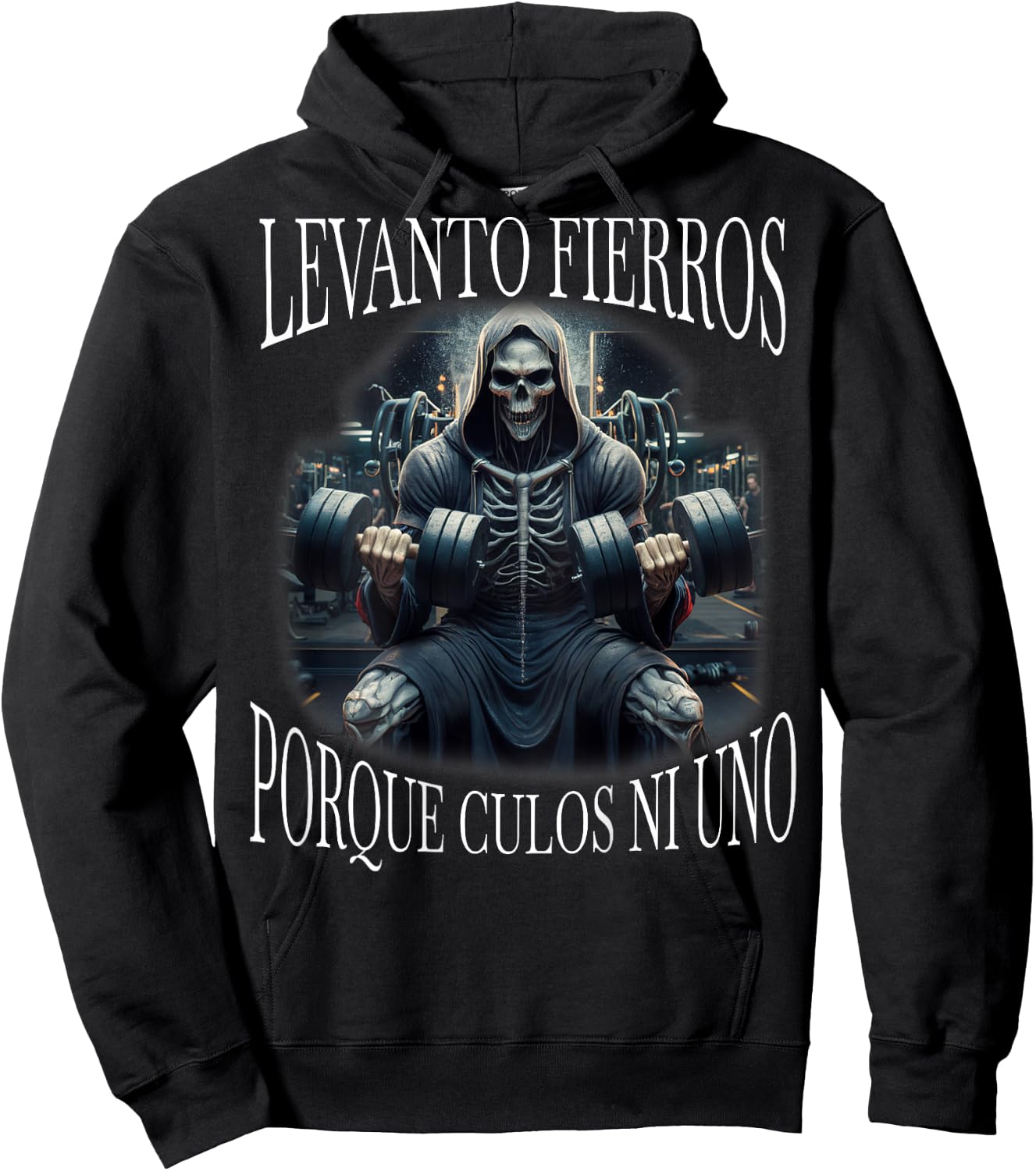 Levanto fierros porque culos ni uno: Calacas chidas Espalda Hoodie - Hoodie | Black