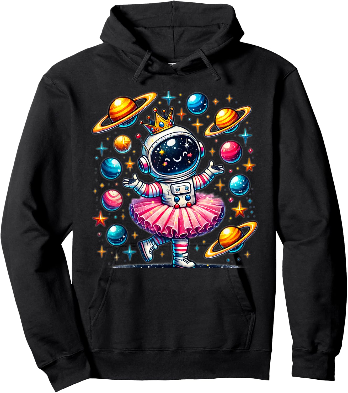 Ballerina Girl Space Astronaut Hoodie - Hoodie | Black