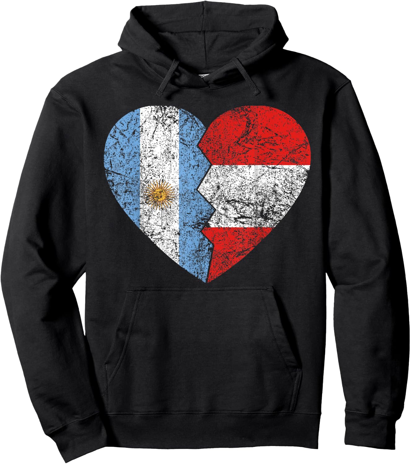 Peruvian Argentinian Flag Heart | Argentina Peru Flag Roots Hoodie - Hoodie | Black