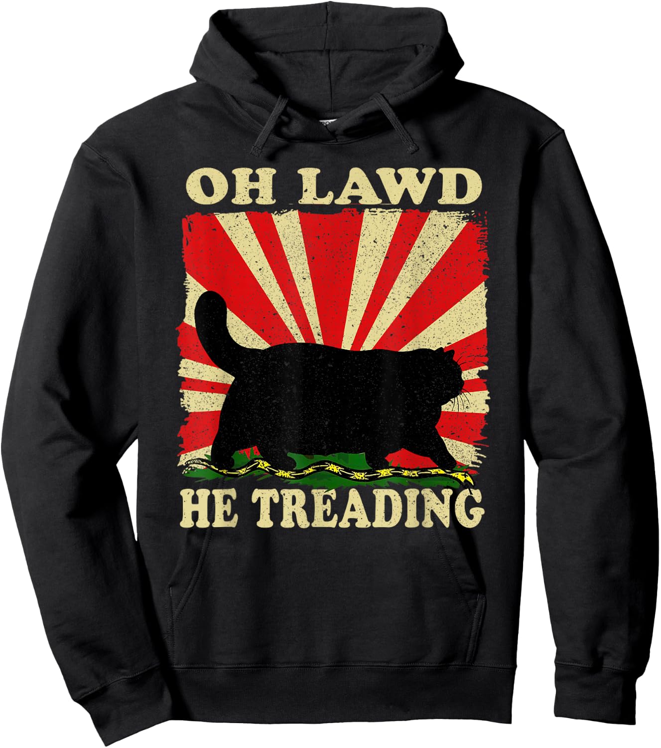 Oh Lawd He Treading Funny Cat Hoodie - Hoodie | Black
