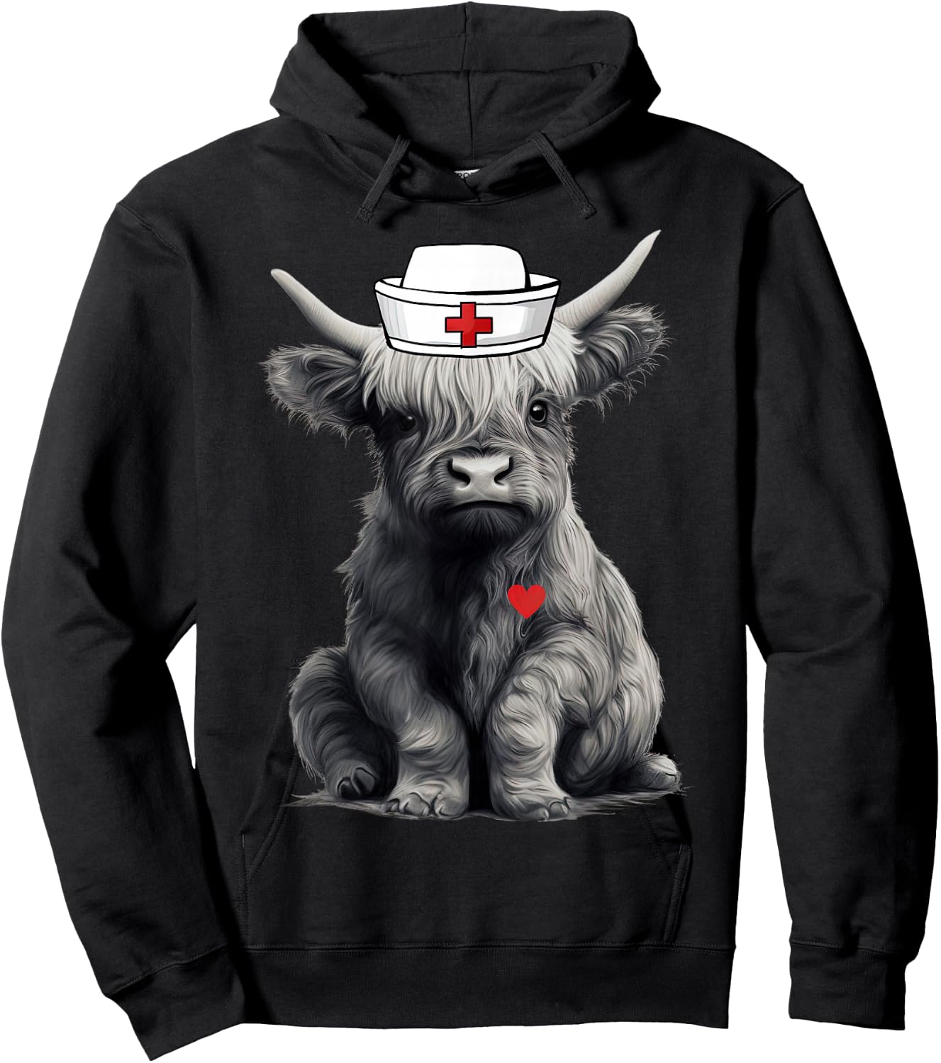 Cute Highland Cow Nurse Farm Cow Animal Lover Nursing Hoodie - Hoodie | Black