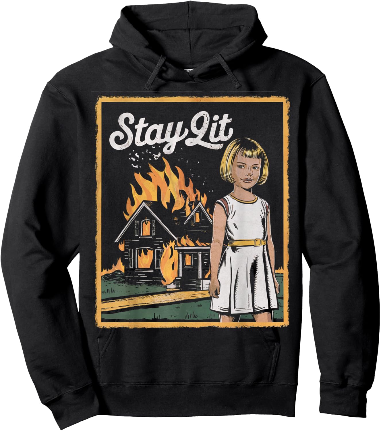 Vintage Horror Movie Lover Retro Halloween Shirt Stay Lit Hoodie - Hoodie | Black