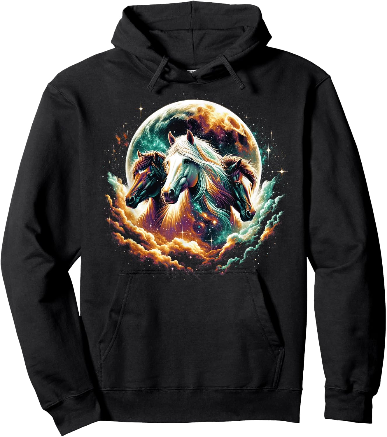 Horse Shirts Teen Girls Horses Moon Graphic Hoodie - Hoodie | Black