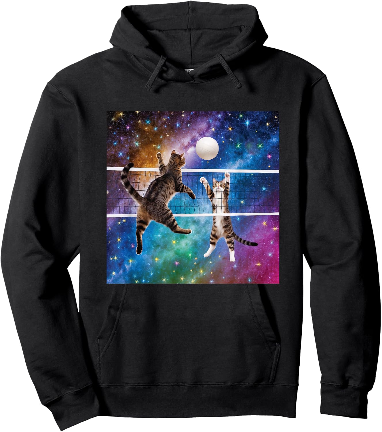 Funny Volleyball Design Cats Playing Hoodie - Hoodie | Black