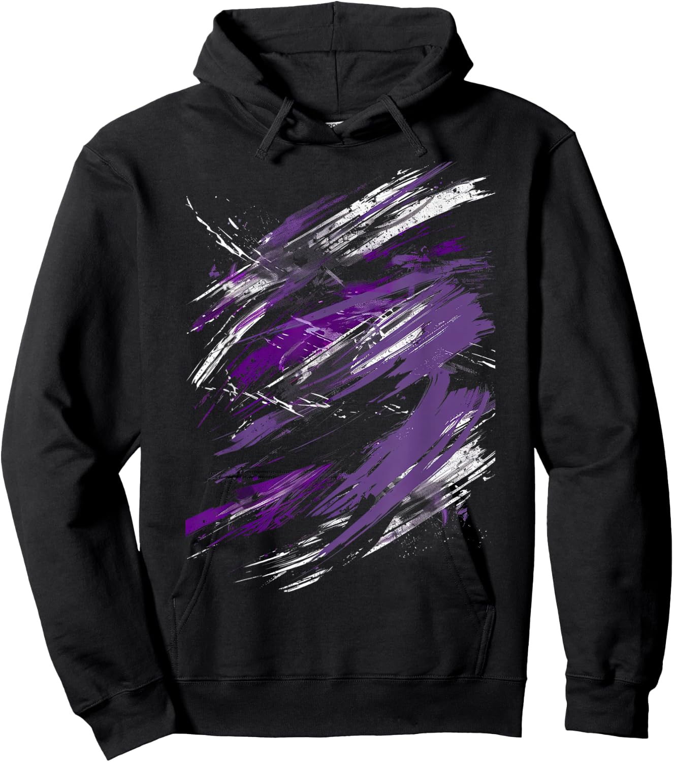 Purple and Black Dynamic Design Graphic Hoodie - Hoodie | Black