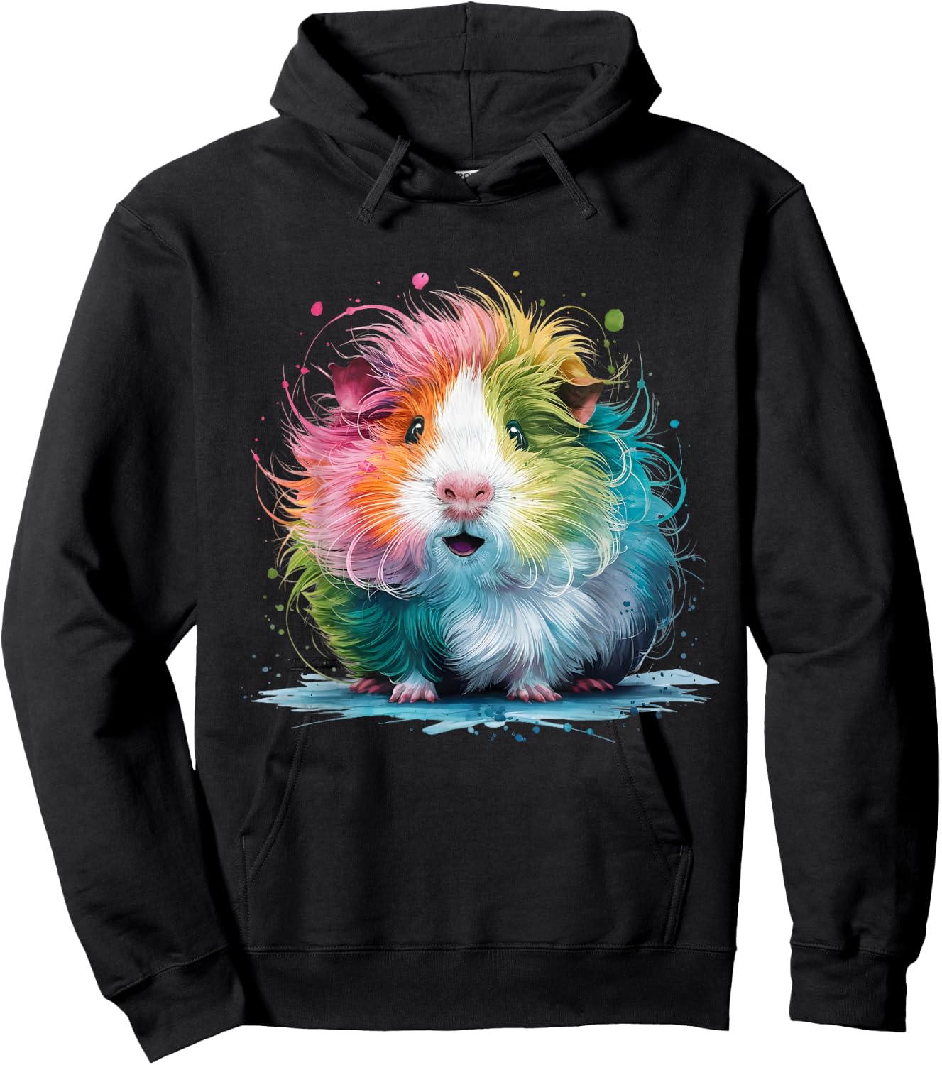 Guinea Pigs Men Woman Colorful Watercolor Guinea Pig Hoodie - Hoodie | Black