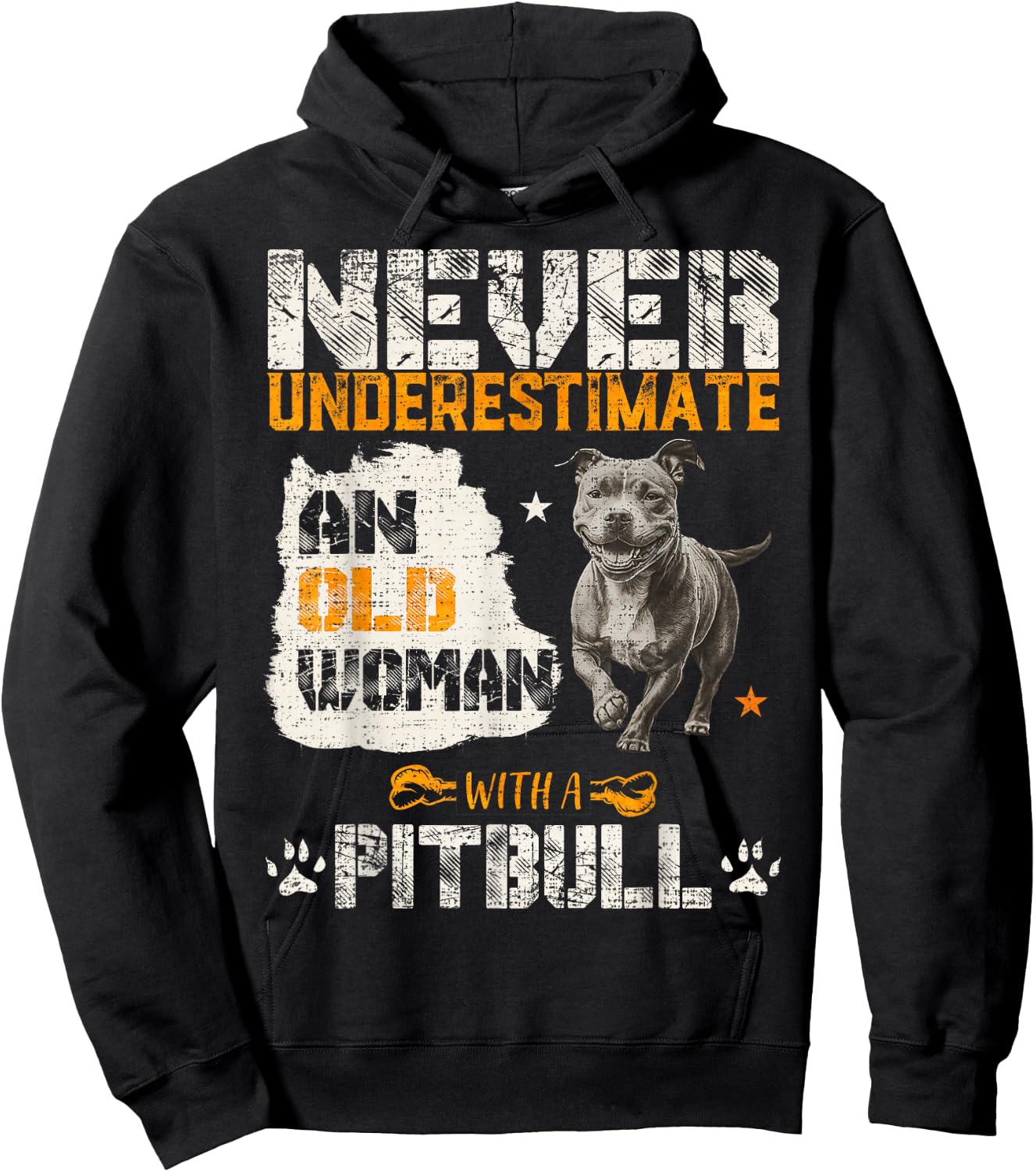 Never Underestimate An Old Woman With A Pitbull, Pittie Love Hoodie - Hoodie | Black