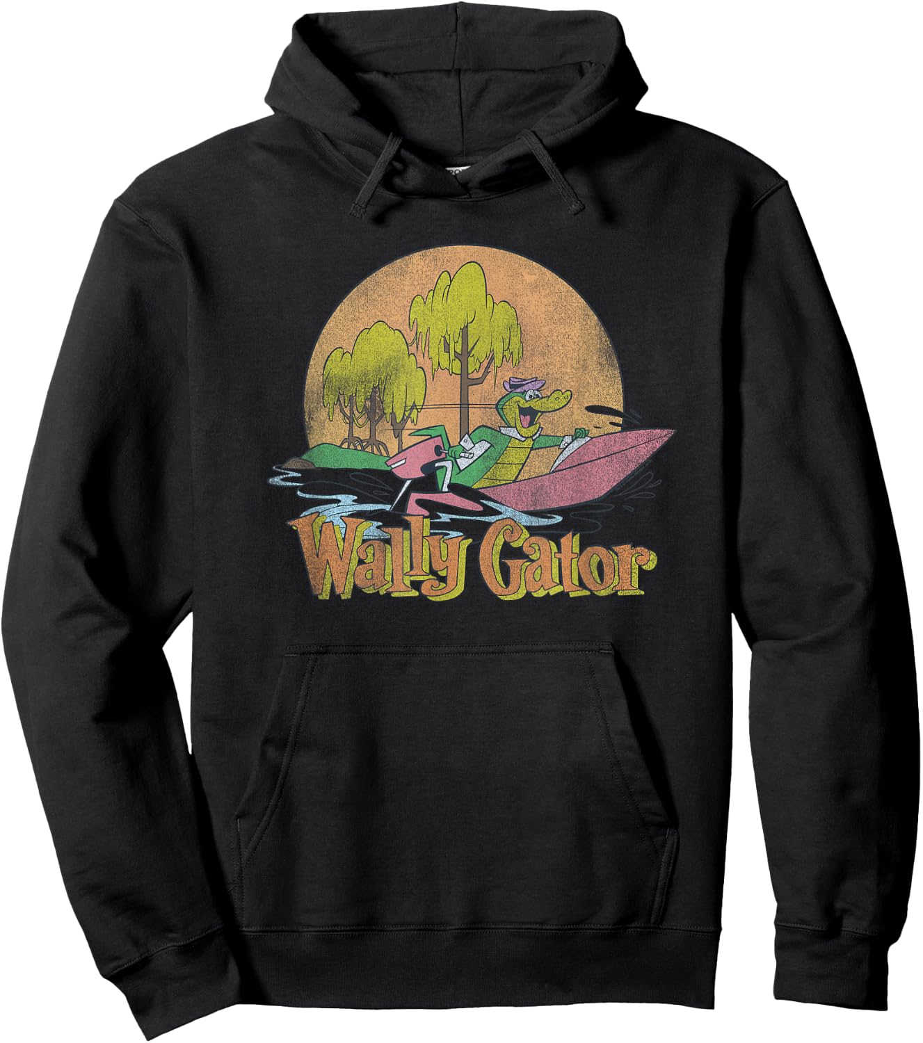 Popfunk Wally Gator Speedboat -Kids Blue Cotton 100% Small Hoodie - Hoodie | Black