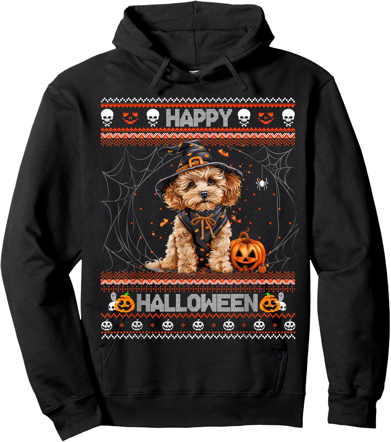 Happy Halloween Ugly Poodle Howl-o-ween Pumpkin Dog lover Hoodie - Hoodie | Black