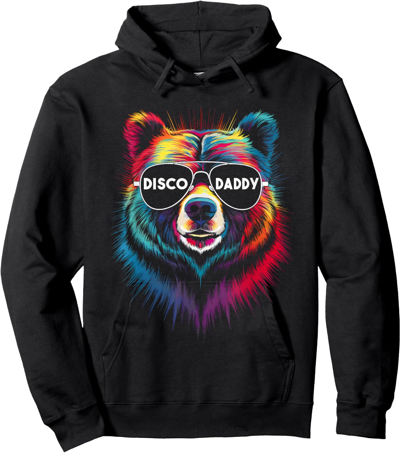 Disco Daddy Fun Disco Bear Graphic for Music Lovers Hoodie - Hoodie | Black