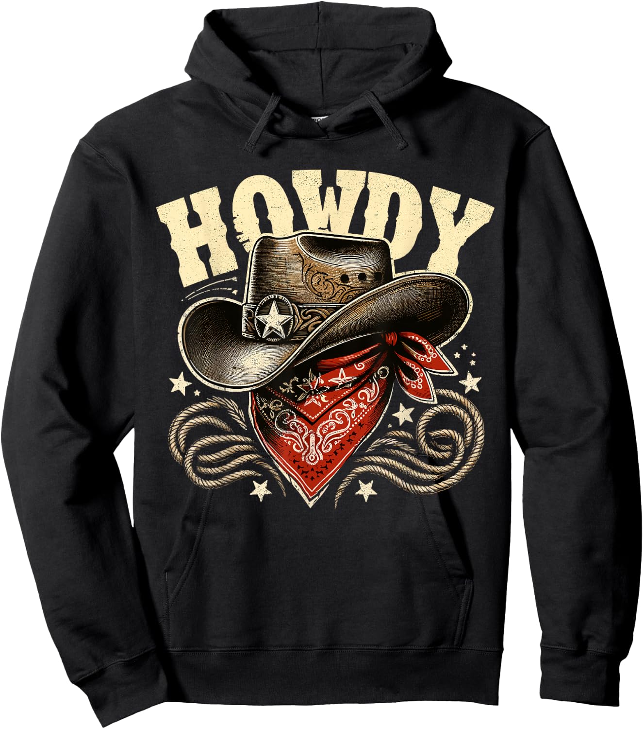 Howdy Cowboy Hat Western Rodeo Hoodie - Hoodie | Black