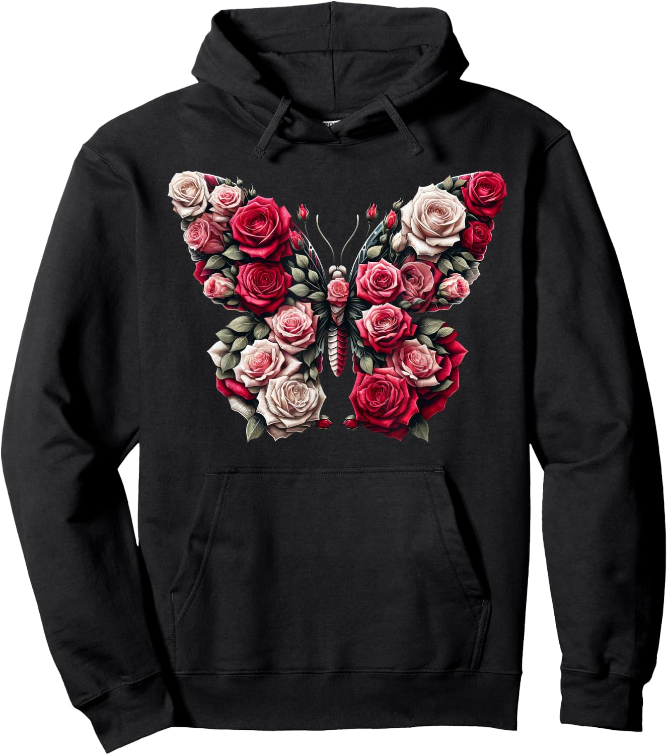 Rose Butterfly Flower Gardening Floral Hoodie - Hoodie | Black