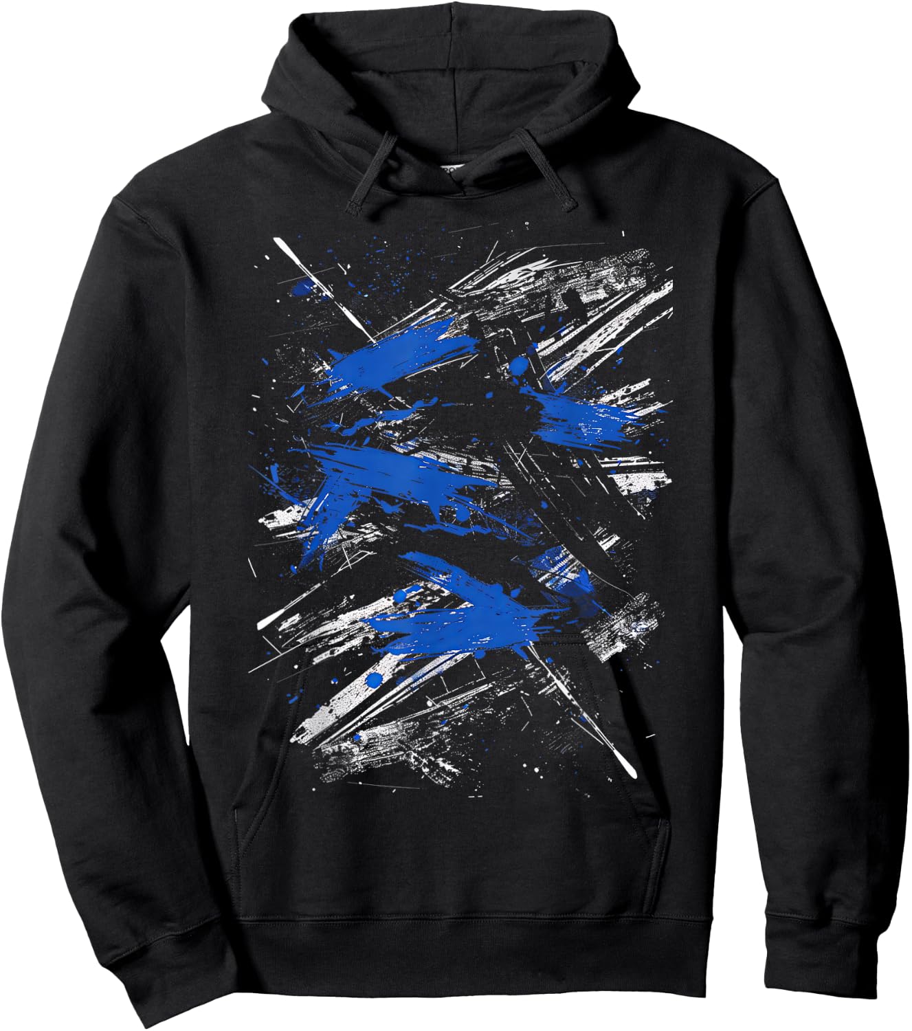 Blue And Black Splatter Graphic Hoodie - Hoodie | Black