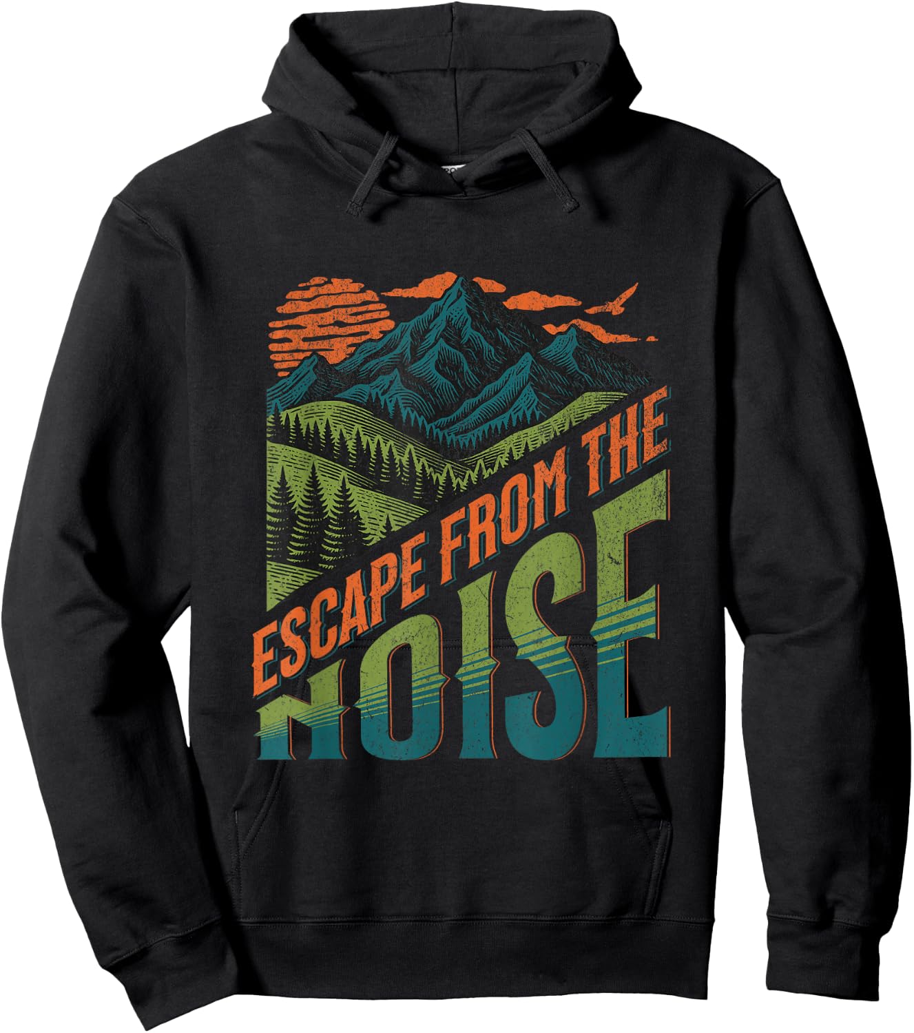 Escape From The Noise Mountain Adventure Outdoor Camp Hike Hoodie - Hoodie | Black