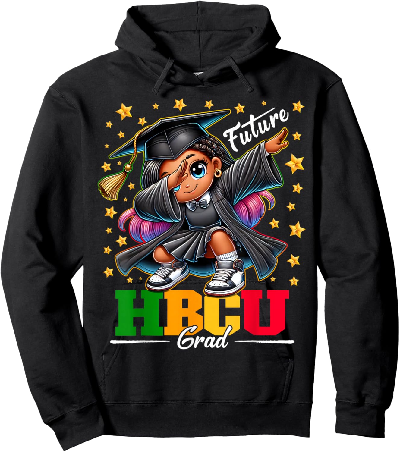 Proud Historical Black Colleges and Universities Future HBCU Grad Dabbing Girl Graduation for Girls Kids - Black - Small Hoodie - Hoodie | Black