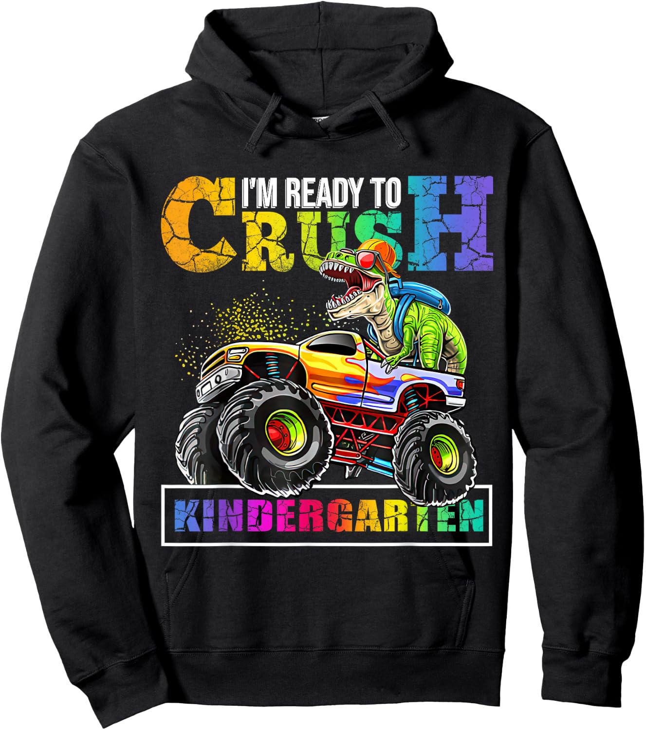 Back To School Boy Dinosaur I'm Ready To Crush Kindergarten Hoodie - Hoodie | Black