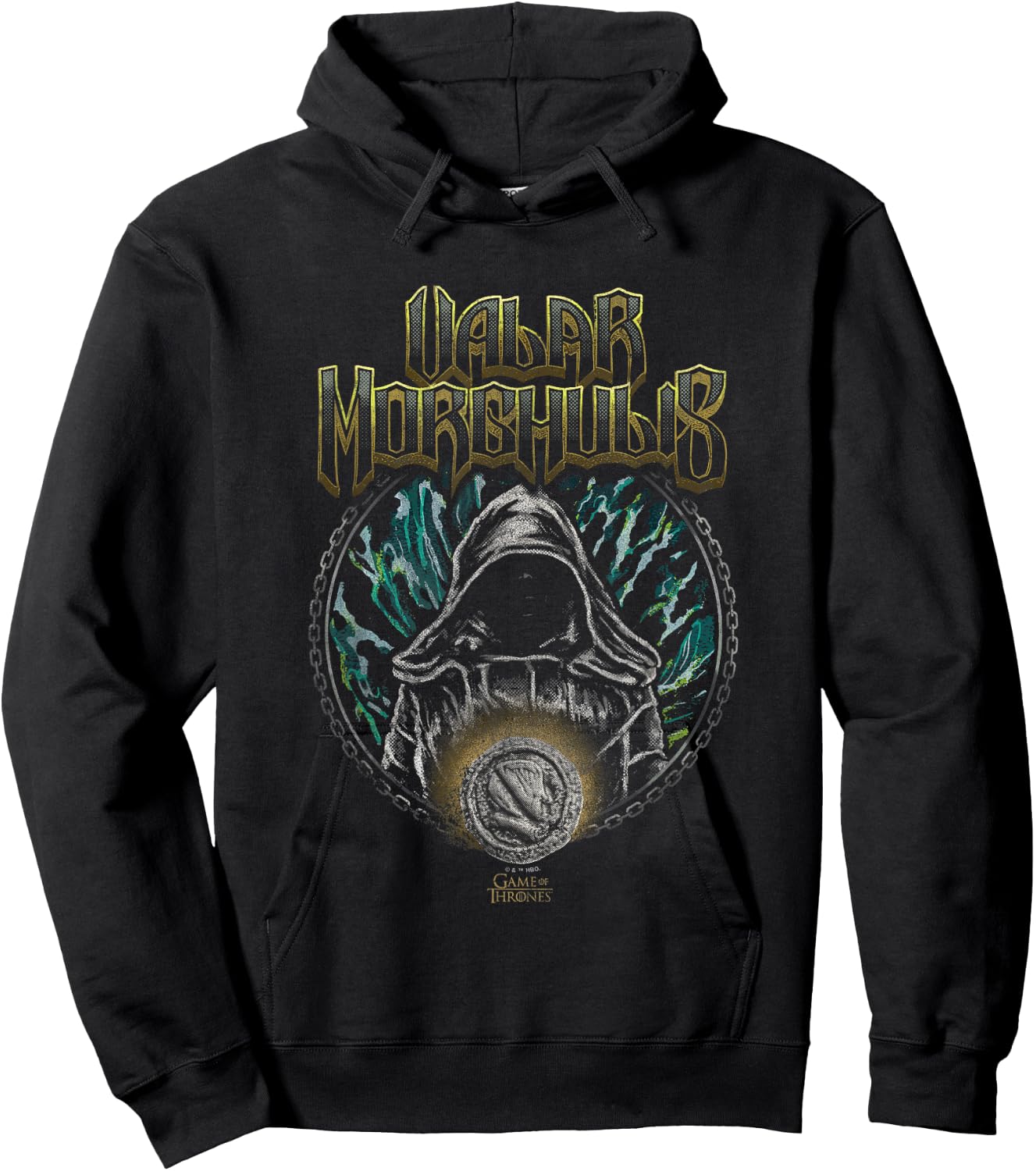 Game Of Thrones Valar Morghulis Faceless Man Retro Badge Hoodie - Hoodie | Black