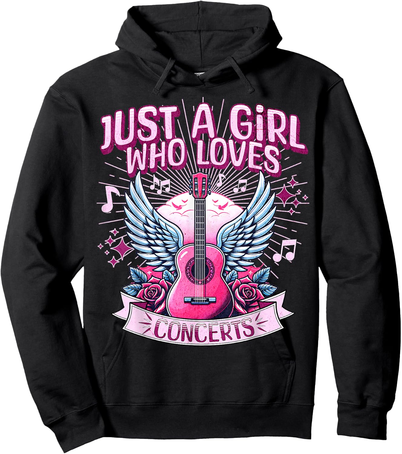 Just A Girl Who Loves Concerts Cute Rock Concert Fans Hoodie - Hoodie | Black