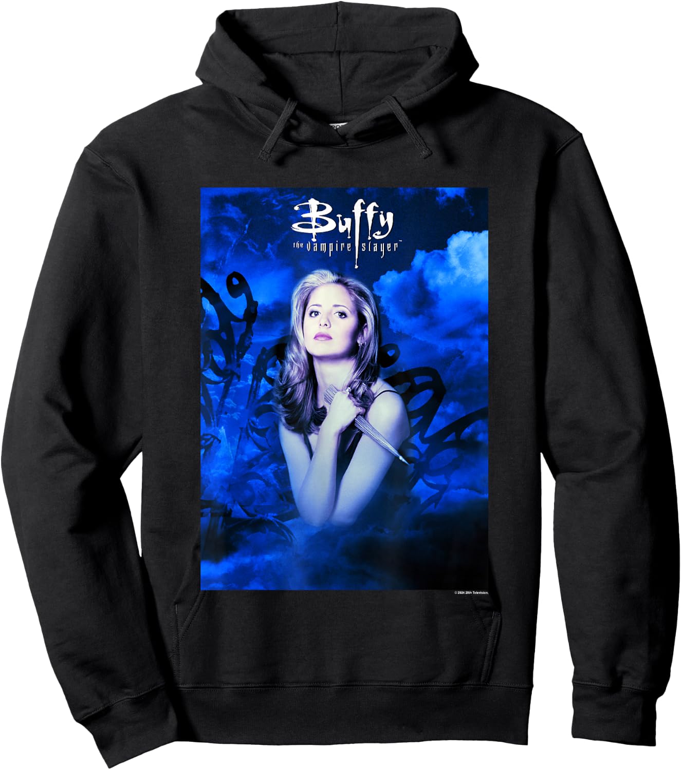 Buffy The Vampire Slayer Vintage Blue Buffy Summers Portrait Hoodie - Hoodie | Black