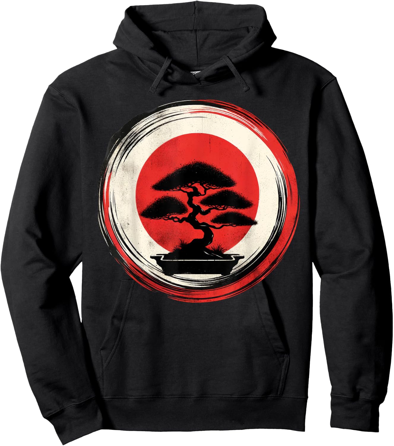 Japanese Bonsai Tree Zen Enso Circle Hoodie - Hoodie | Black