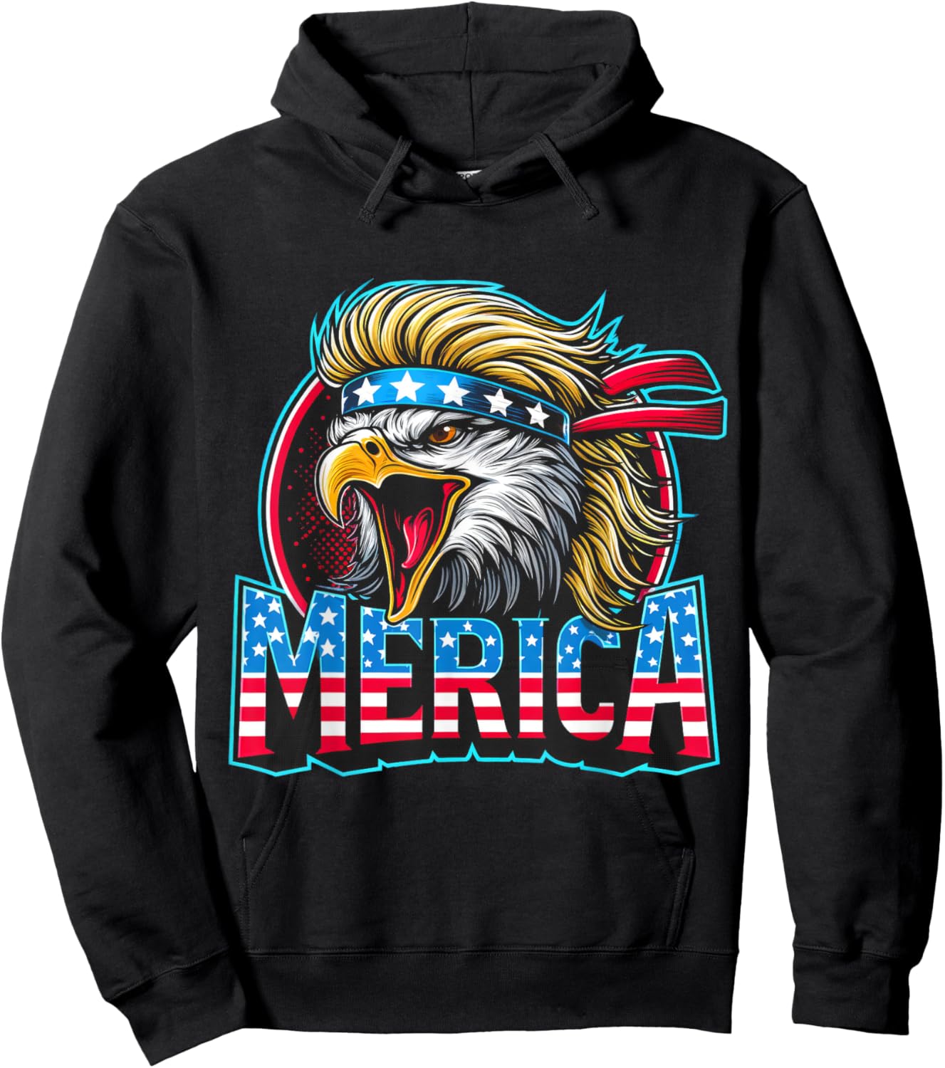 4th of July Patriotic Funny Eagle July 4th USA Merica Kids Men Hoodie - Hoodie | Black